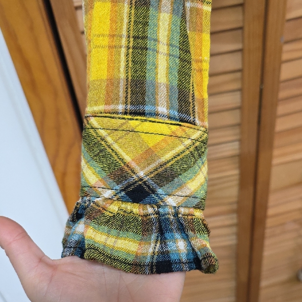 Yellow Plaid Ruffle Blouse - Picture 2 of 4